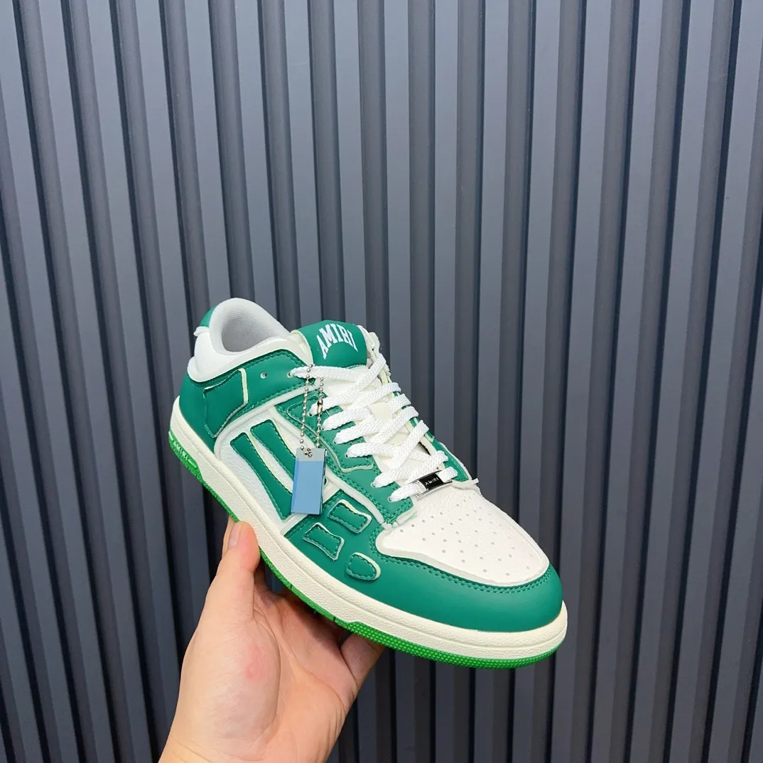 Men's men's shoes 💰600 AMIRI high street sneakers with bone sports shoes, toe layer cowhide upper, upper side bones, hand-stitched, good three-dimensional effect, customized metal LOGO, size 38-45 46